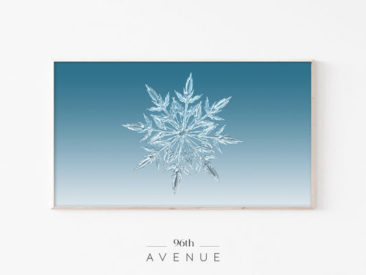 Frame TV Art Winter Snowflake – Crystal Blue Winter Wall Display