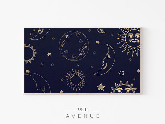 Celestial Frame TV Art | Sun Moon Night Pattern | Instant Download