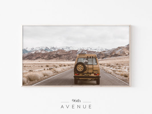 Van Road Trip Frame TV Art | Desert Mountain Drive | Instant Download
