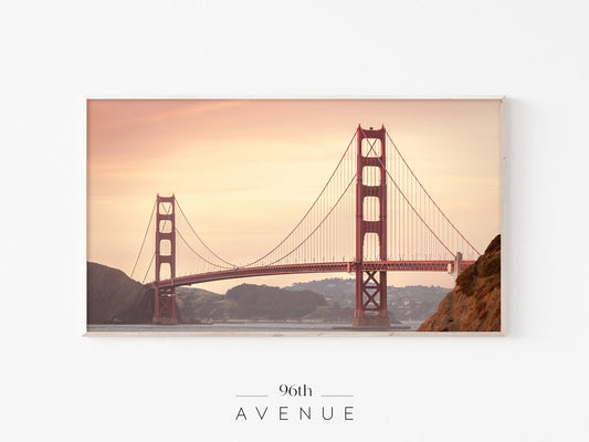 Golden Gate Bridge Frame TV Art | Sunset Cityscape | Instant Download