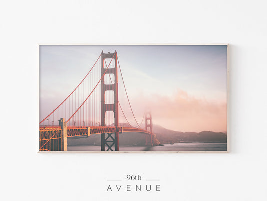 Golden Gate Bridge Frame TV Art | Foggy Sunset View | Instant Download