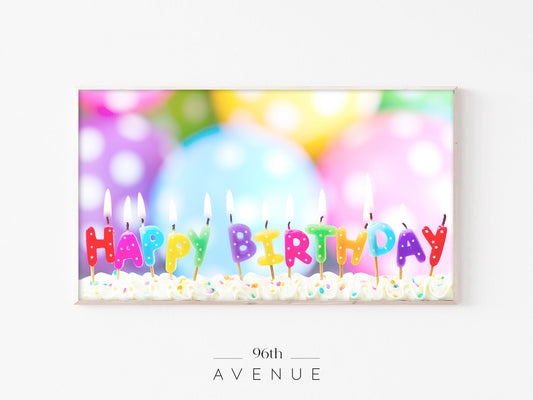 Happy Birthday Candles Frame TV Art | Colorful Party Decor | Instant Download