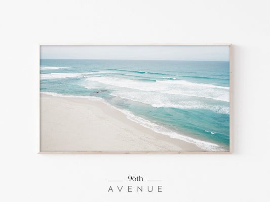Aerial Beach Waves Frame TV Art | Minimal Coastal View | Instant Download