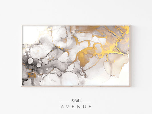 Gold Abstract Marble Frame TV Art | Neutral Modern Style | Instant Download