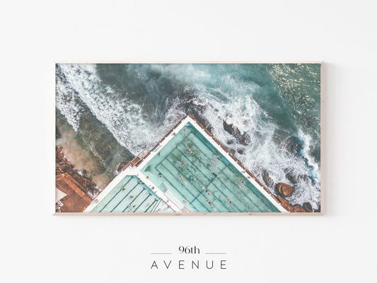 Ocean Pool Aerial Frame TV Art | Coastal Minimal View | Instant Download