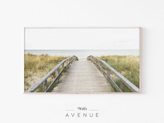 Beach Boardwalk Frame TV Art | Coastal Minimal Path | Instant Download