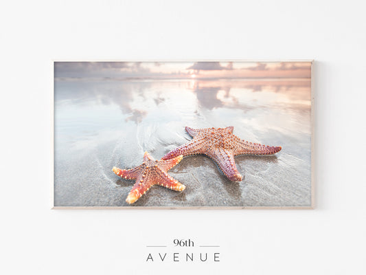 Starfish Beach Frame TV Art | Coastal Sunset Ocean | Instant Download