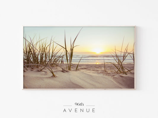 Beach Grass Sunset Frame TV Art | Coastal Sand Dune Photo | Instant Download