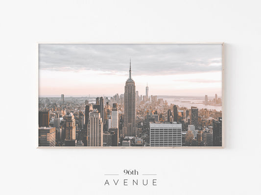 New York Skyline Frame TV Art | Modern City View | Instant Download