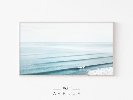 Ocean Wave Lines Frame TV Art | Minimalist Coastal Seascape | Instant Download