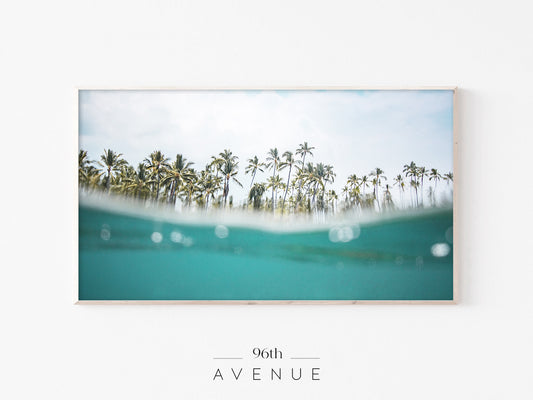 Tropical Palm Island Frame TV Art | Ocean Split View Photo | Instant Download
