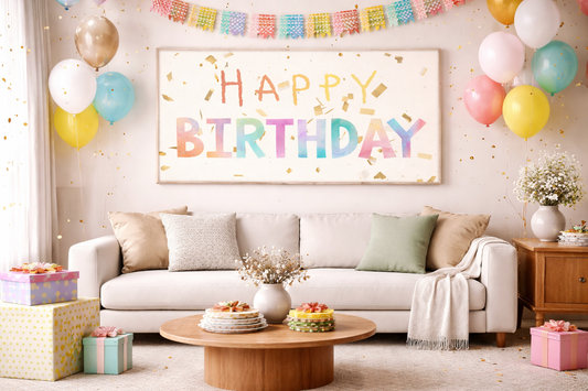 Happy Birthday Frame TV Art Display | Colorful Confetti Celebration | Instant Download