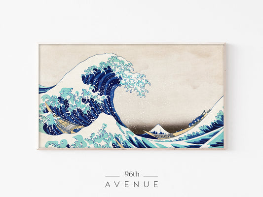 Great Wave Frame TV Art | Japanese Ocean Painting Hokusai Style | Instant Download