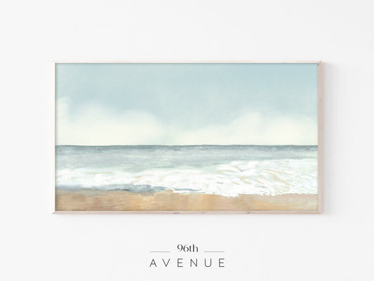 Beach Ocean Painting Frame TV Art | Abstract Coastal Landscape | Instant Download