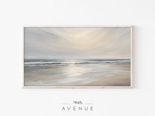 Beach Waves Frame TV Art | Minimal Coastal Painting | Instant Download