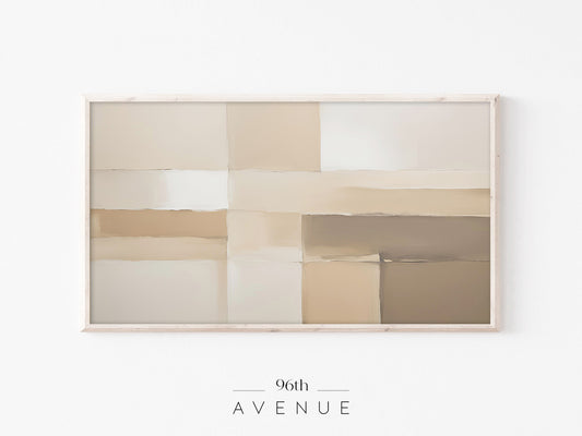 Abstract Beige Frame TV Art | Minimal Neutral Blocks Instant Download