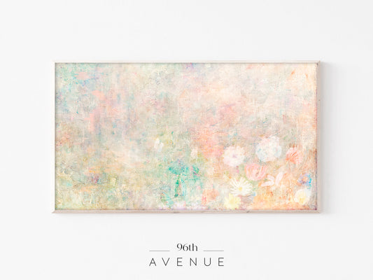 Abstract Floral Pastel Frame TV Art | Soft Textured Design | Instant Download