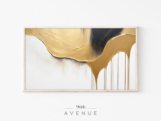 Gold Abstract Frame TV Art | Liquid Metallic Style | Instant Download