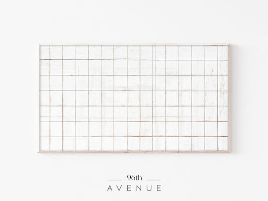 White Grid Frame TV Art | Minimalist Neutral Line Texture | Instant Download