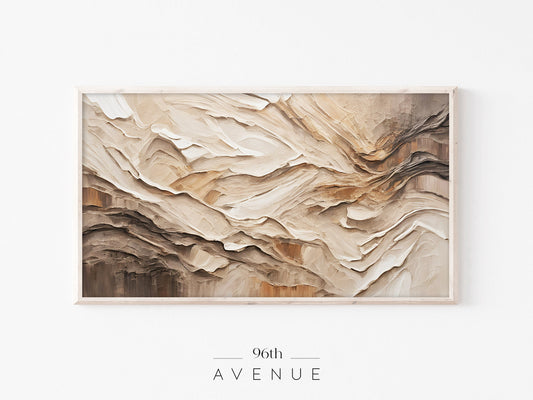 Abstract Texture Frame TV Art | Beige Stone Layers Instant Download