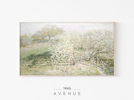 Spring Blossom Landscape Frame TV Art | Impressionist Orchard | Instant Download