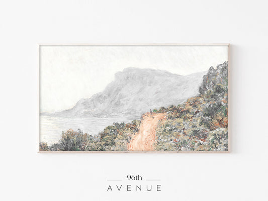 Coastal Cliff Path Frame TV Art | Impressionist Seaside Landscape | Instant Download