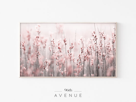 Pink Wildflowers Frame TV Art | Soft Floral Wall Decor | Instant Download