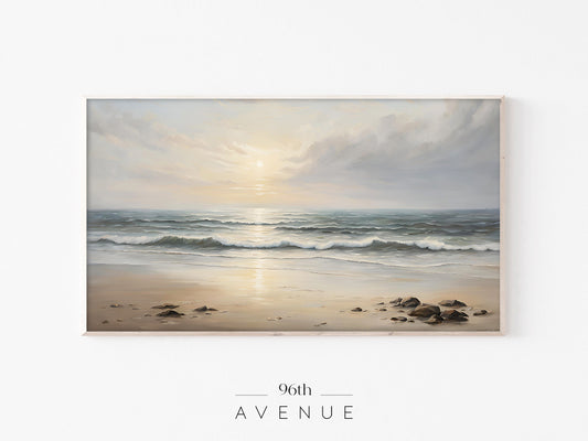 Beach Sunset Frame TV Art | Coastal Painting Landscape | Instant Download