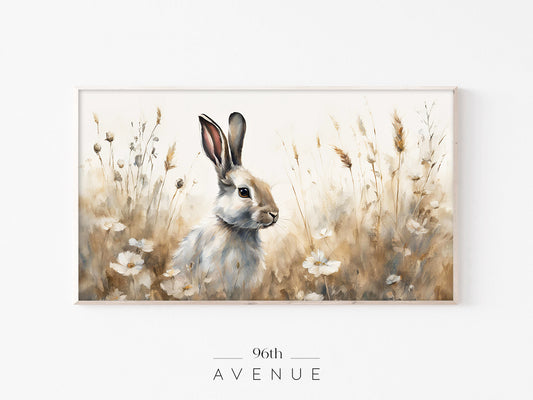 Spring Meadow Rabbit Frame TV Art | Easter 4K Digital Art | Instant Download