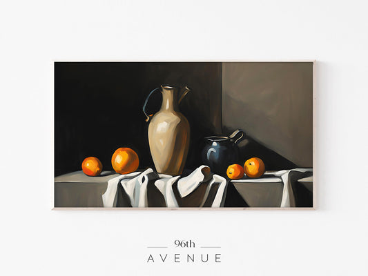Still Life Oranges Frame TV Art | Classic Oil Style | Instant Download