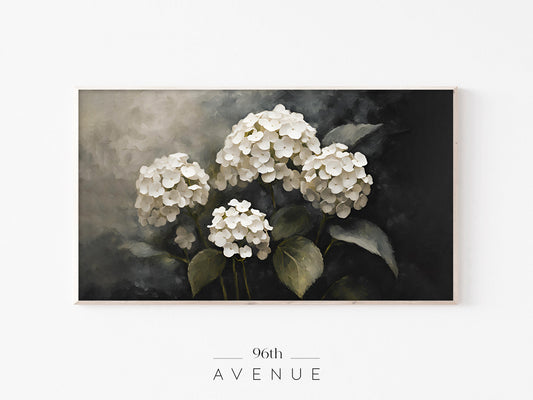 White Hydrangea Wall Art For Samsung Frame TV 4K Download
