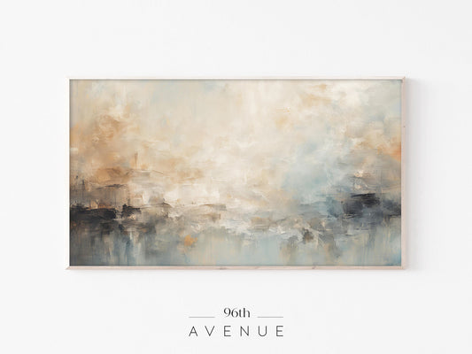 Abstract Landscape Painting Frame TV Art | Soft Neutral Textured Modern Artwork | Instant Download