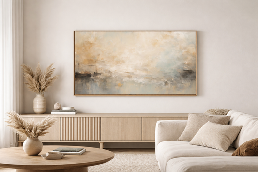 Abstract Landscape Painting Frame TV Art | Soft Neutral Textured Modern Artwork | Instant Download