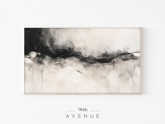 Abstract Landscape Frame TV Art | Black & Neutral | Instant Download