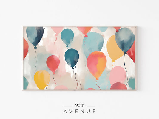 Balloons Frame TV Art | Colorful Party Abstract | Instant Download