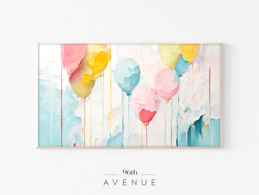 Colorful Balloons Frame TV Art | Abstract Celebration | Instant Download