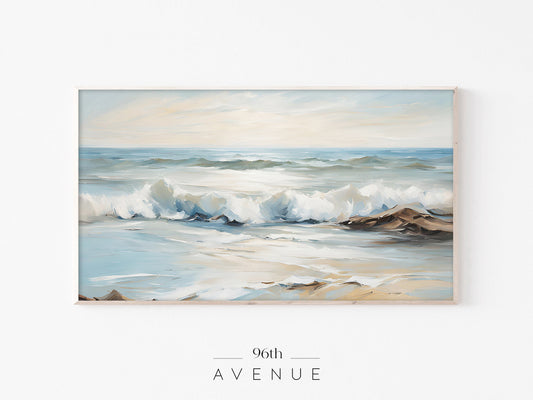 Ocean Waves Frame TV Art | Soft Coastal Seascape | Instant Download
