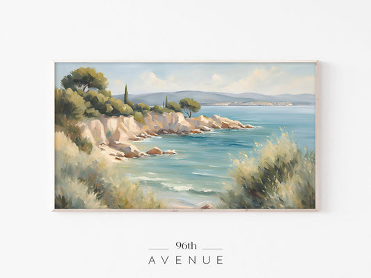 Coastal Cliffs Frame TV Art | Mediterranean Seascape | Instant Download