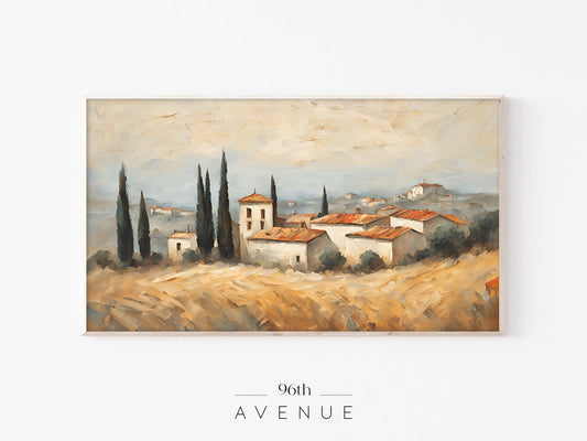 Tuscan Village Frame TV Art | Mediterranean Landscape | Instant Download