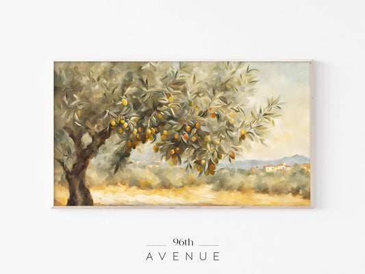 Olive Tree Frame TV Art | Mediterranean Landscape Painting | Instant Download