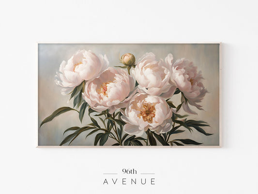 Vintage Peony Bouquet Frame TV Art | Elegant Floral Artwork For Screen | Instant Download