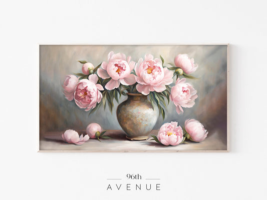 Peony Still Life Frame TV Art | Soft Floral Painting | Instant Download