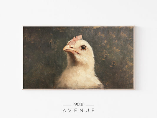 Easter Chicken Portrait Frame TV Art | Farmhouse Rustic Oil Painting | Instant Download