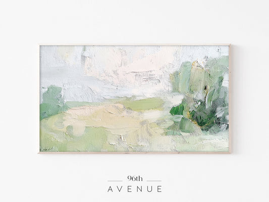 Abstract Landscape Frame TV Art | Textured Green Neutral | Instant Download