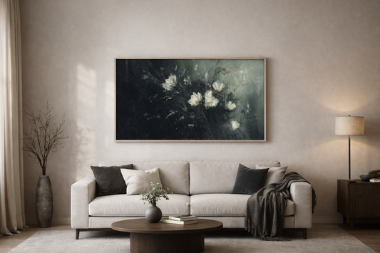 Moody Dark Floral Painting – Frame TV Art | Vintage Botanical Style | Instant Download