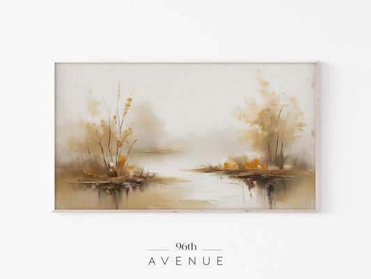 Abstract Lake Landscape Painting For Frame TV - Instant Download