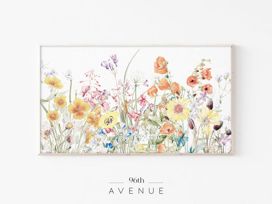Wildflower Botanical Frame TV Art | Vintage Floral Decor | Instant Download