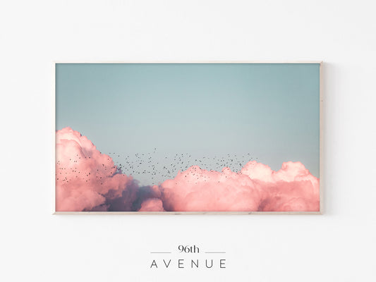Pink Clouds Sky Frame TV Art | Minimal Pastel Aesthetic | Instant Download
