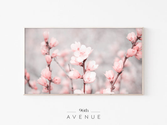 Pink Blossom Frame TV Art | Soft Floral Minimal Style | Instant Download