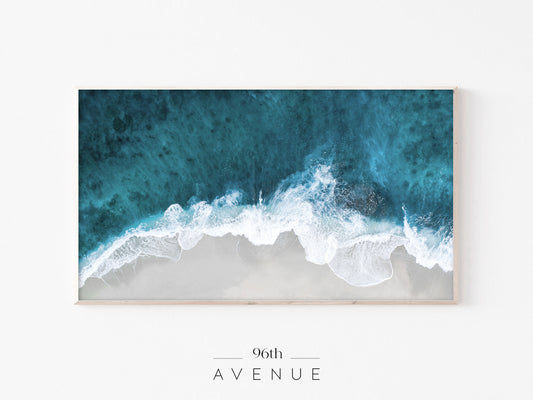 Ocean Wave Frame TV Art | Aerial Beach View | Instant Download